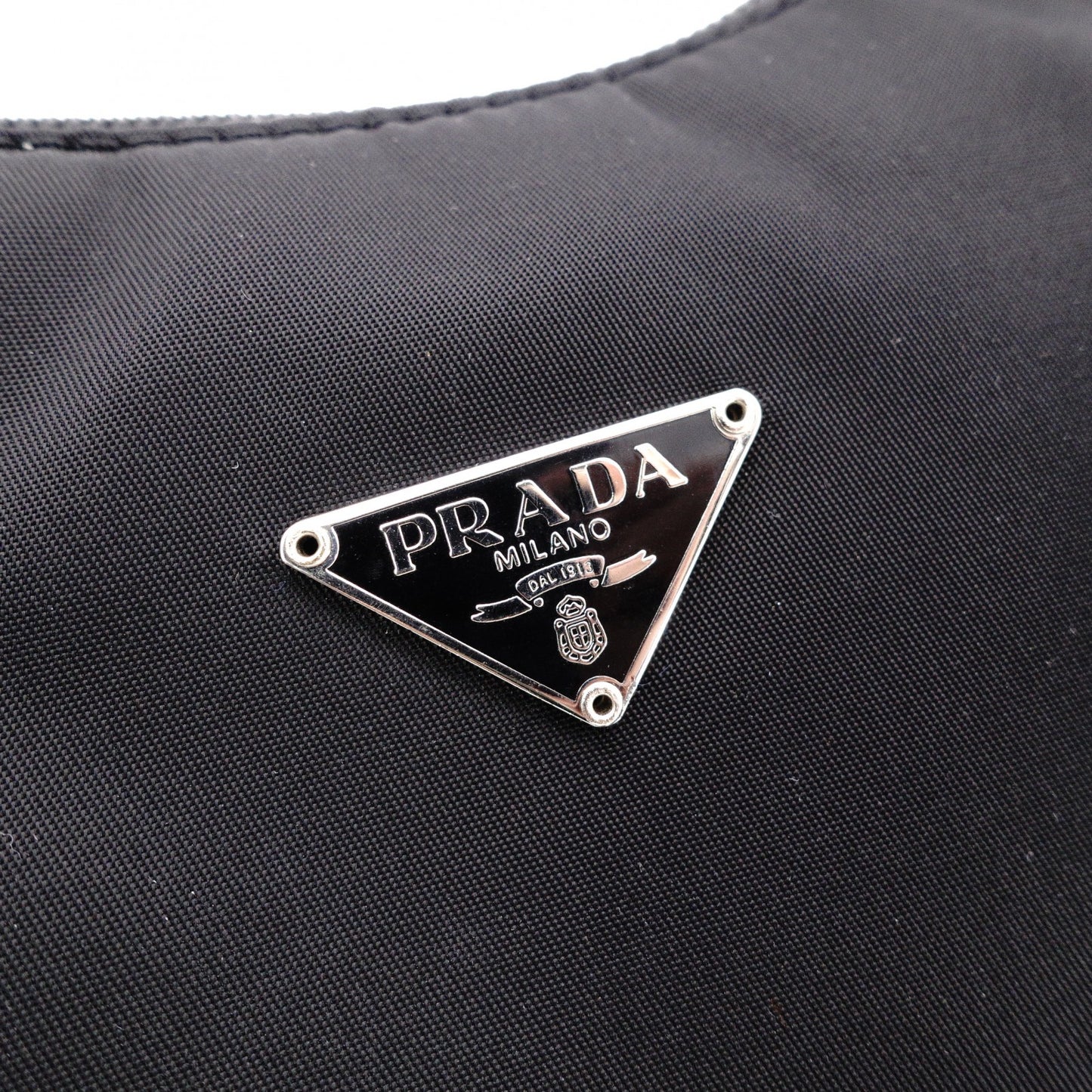 PRADA Triangle Logo Shoulder Bag, Nylon, Single Strap, Black