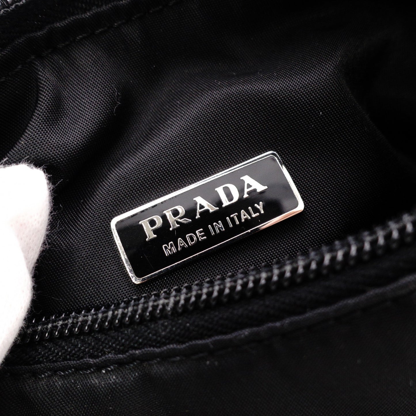 PRADA Triangle Logo Shoulder Bag, Nylon, Single Strap, Black