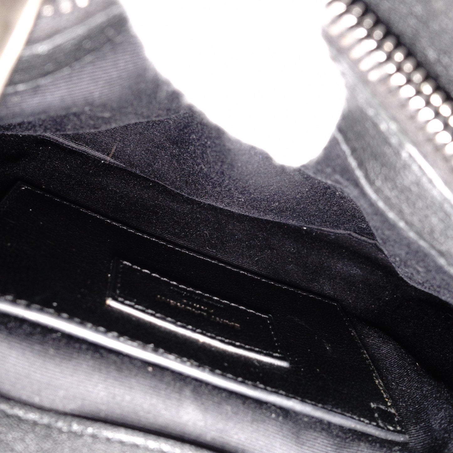 SAINT LAURENT College Shoulder Bag, Leather, Black, 2-Way, Silver Hardware