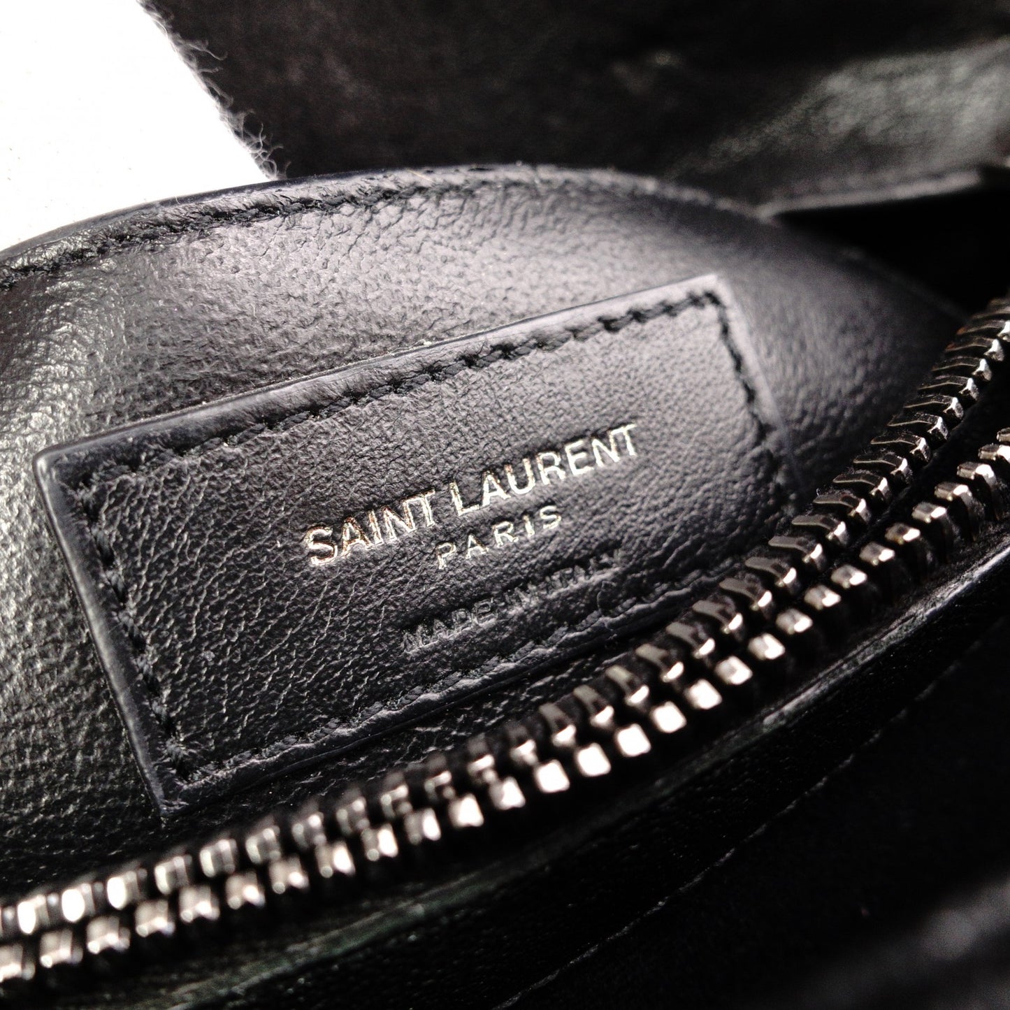 SAINT LAURENT College Shoulder Bag, Leather, Black, 2-Way, Silver Hardware
