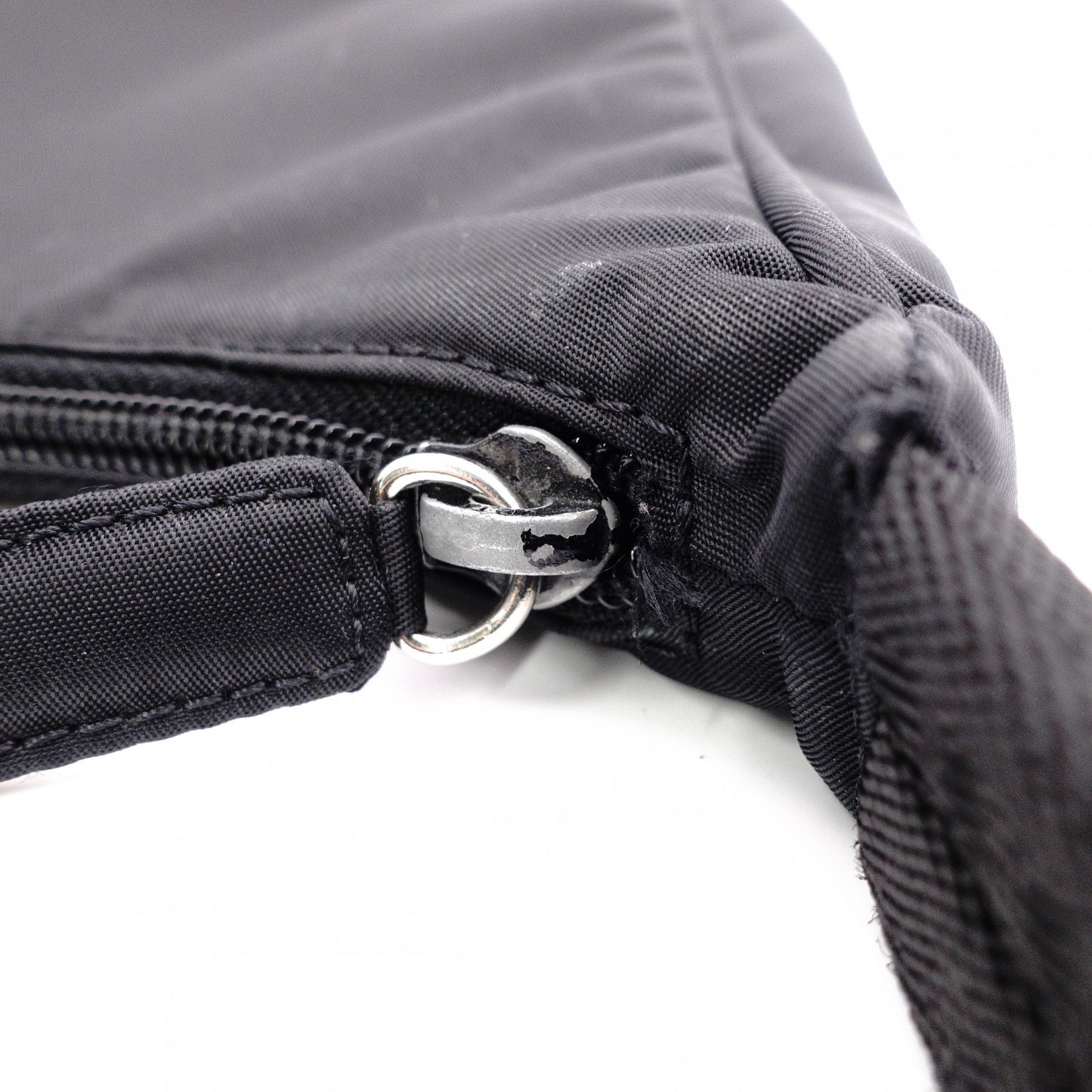 PRADA Triangle Logo Shoulder Bag, Nylon, Single Strap, Black