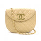 CHANEL Matelassé Shoulder Bag, Leather, Beige, Crossbody, Gold Hardware
