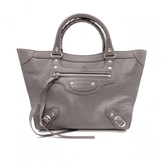 BALENCIAGA Upside Down Neo Classic M Handbag, Leather, Gray