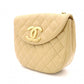CHANEL Matelassé Shoulder Bag, Leather, Beige, Crossbody, Gold Hardware