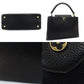 LOUIS VUITTON Capucines MM Handbag Black × Pink Leather Black 7-9-163