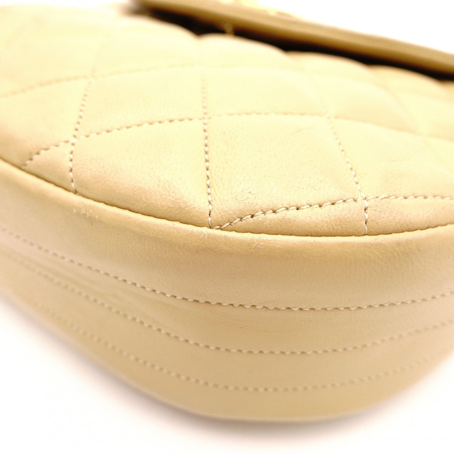 CHANEL Matelassé Shoulder Bag, Leather, Beige, Crossbody, Gold Hardware