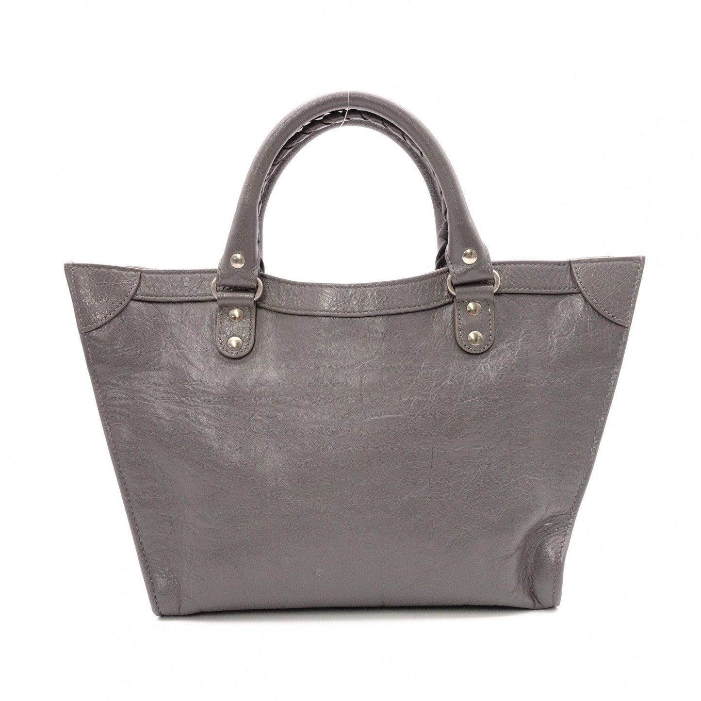 BALENCIAGA Upside Down Neo Classic M Handbag, Leather, Gray