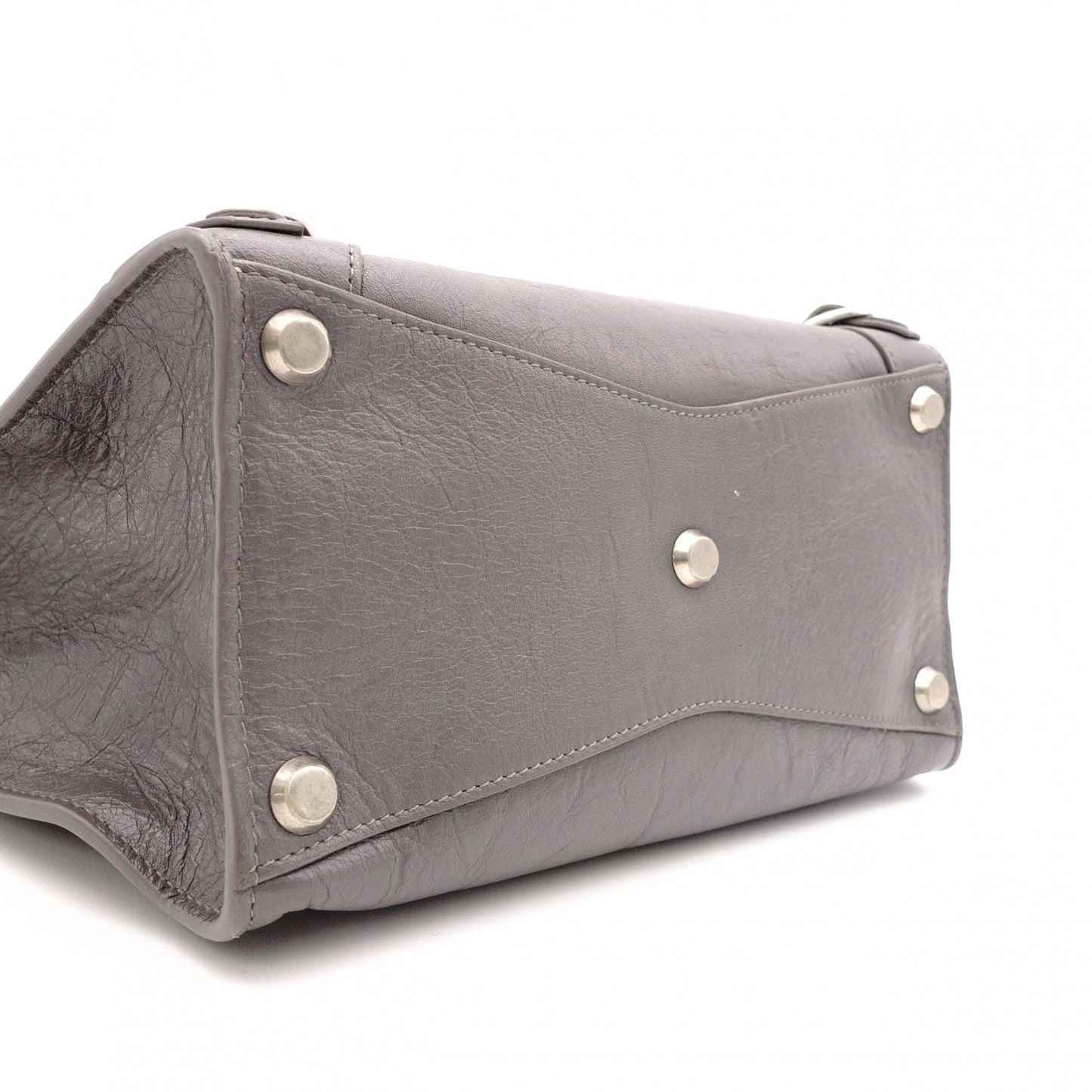 BALENCIAGA Upside Down Neo Classic M Handbag, Leather, Gray