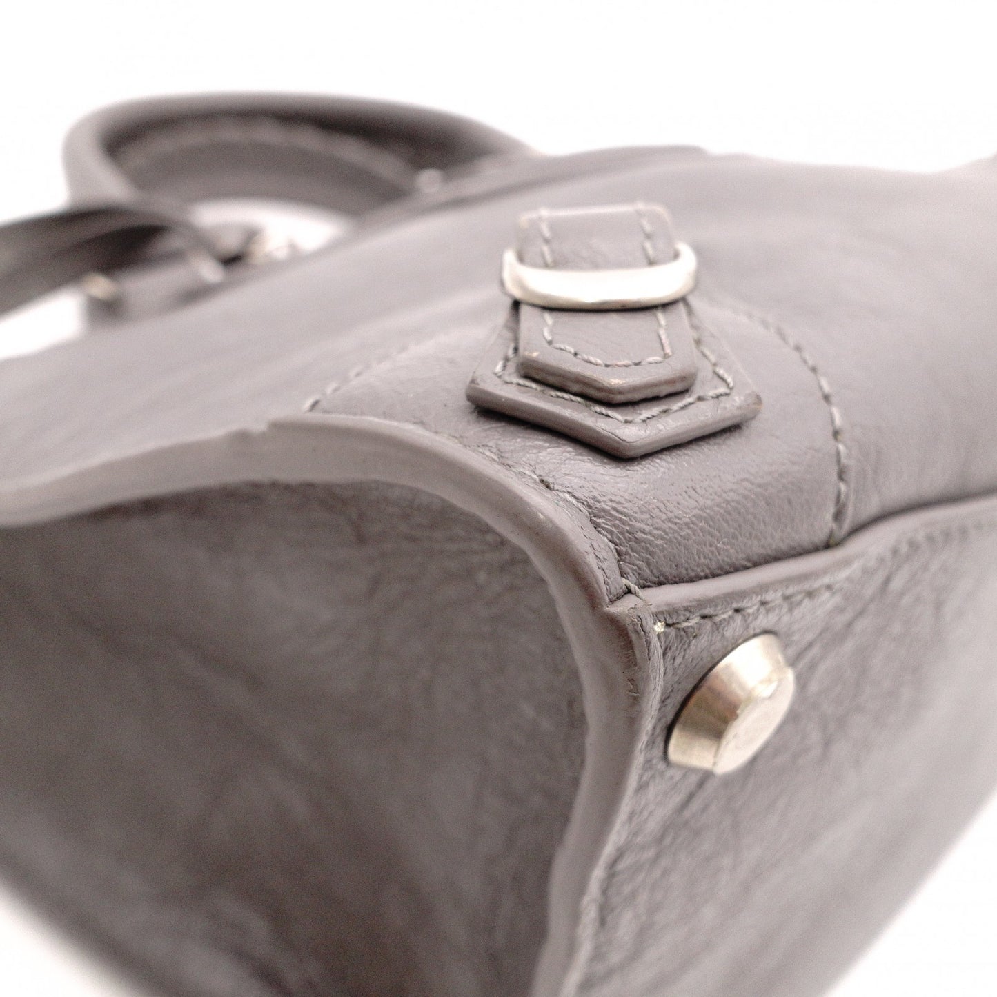 BALENCIAGA Upside Down Neo Classic M Handbag, Leather, Gray