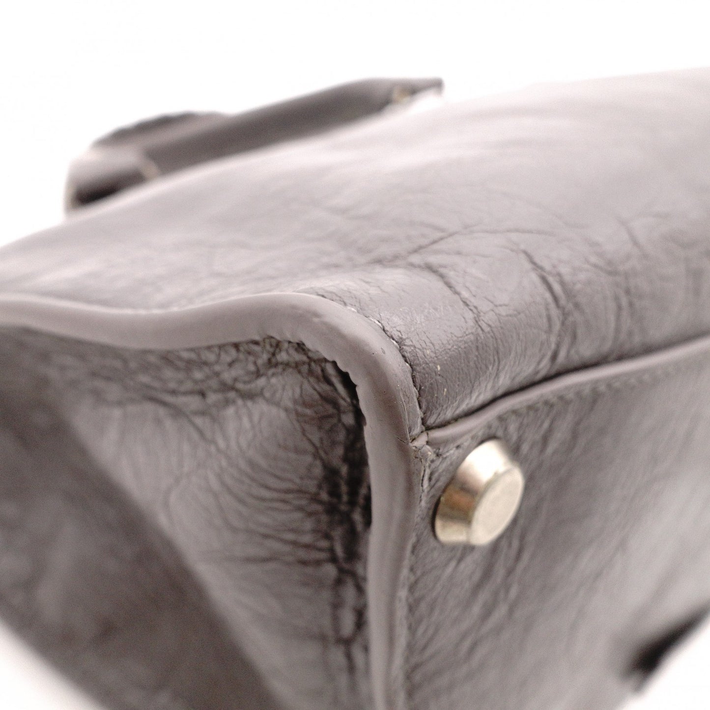 BALENCIAGA Upside Down Neo Classic M Handbag, Leather, Gray