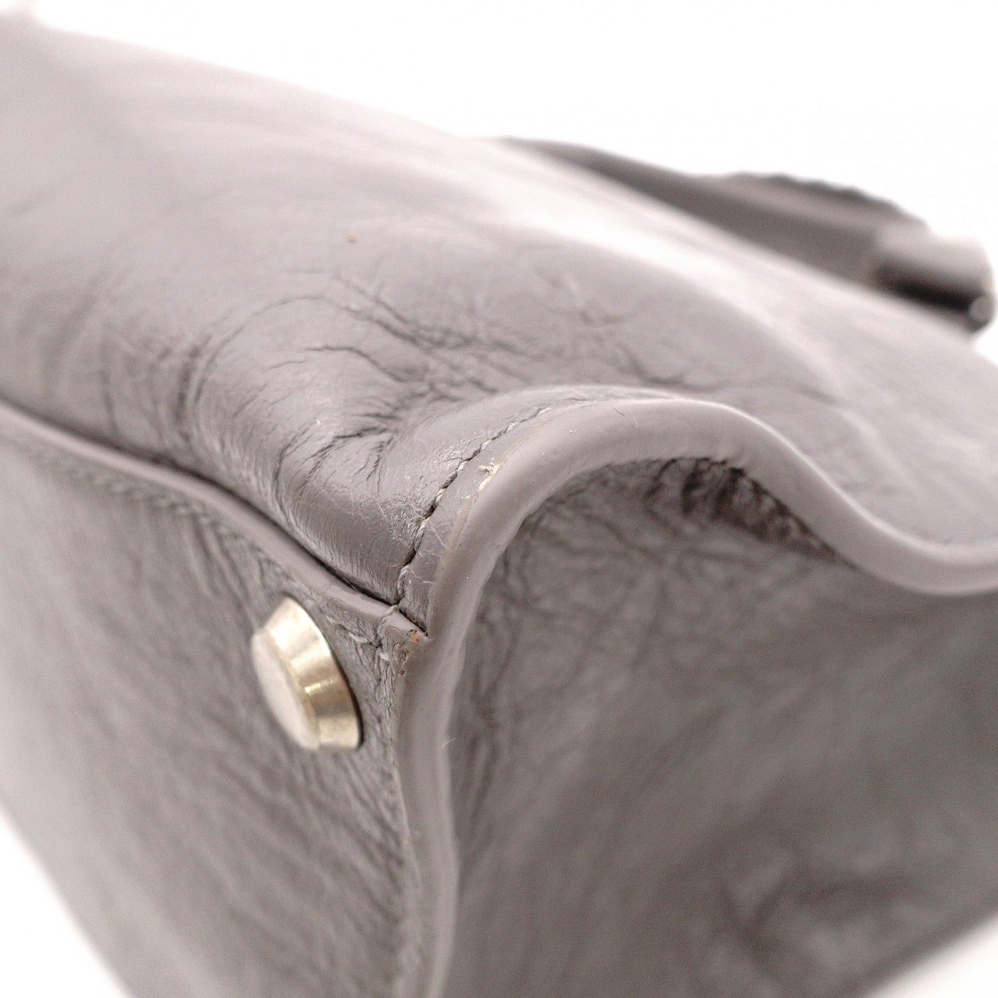 BALENCIAGA Upside Down Neo Classic M Handbag, Leather, Gray