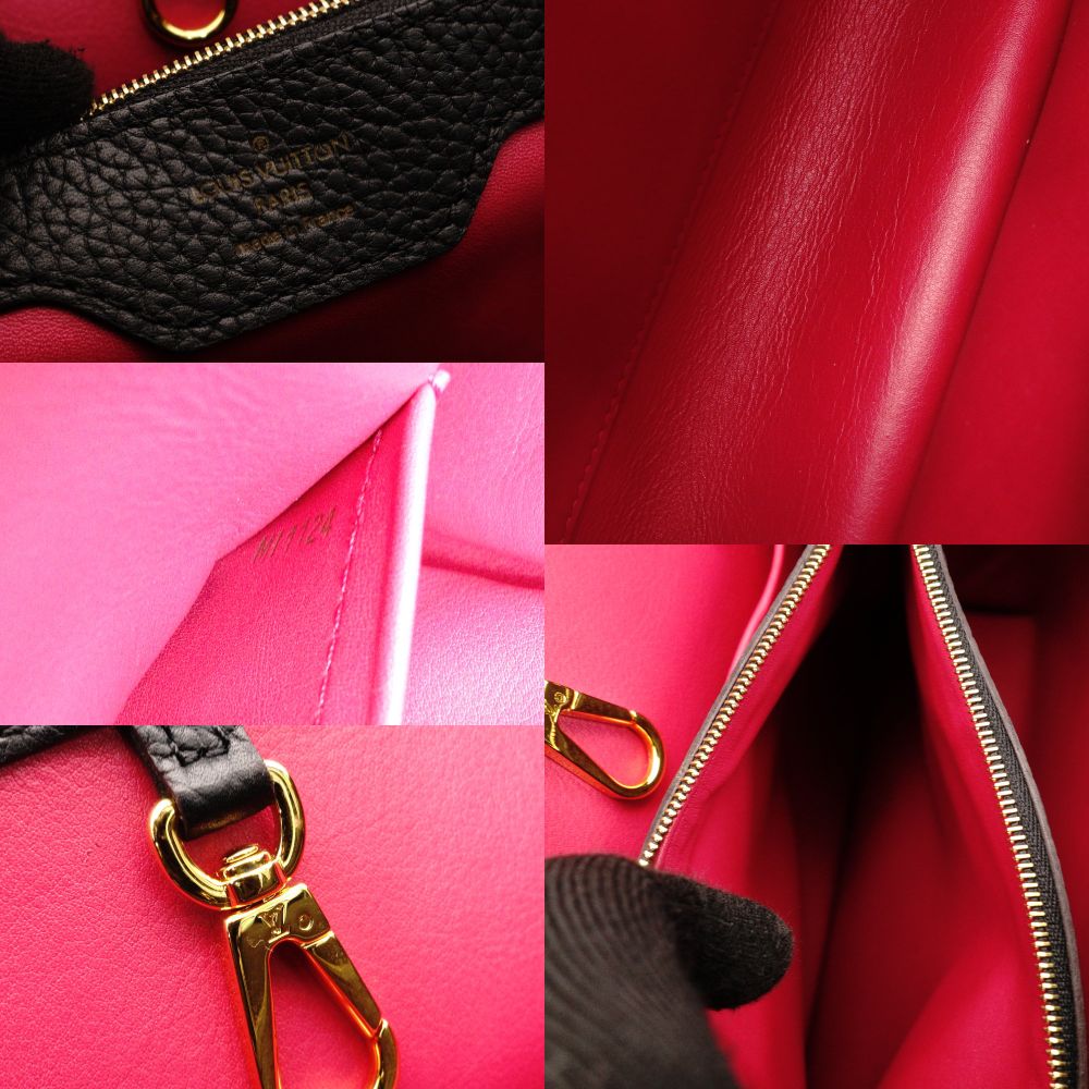 LOUIS VUITTON Capucines MM Handbag Black × Pink Leather Black 7-9-163