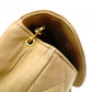CHANEL Matelassé Shoulder Bag, Leather, Beige, Crossbody, Gold Hardware