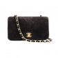 CHANEL Matelassé Shoulder Bag, Suede, Black, Gold Hardware, CC Logo, Vintage