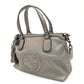 GUCCI Soho Handbag Gunmetal Silver Leather 2-Way Crossbody GG Logo 7-10-412