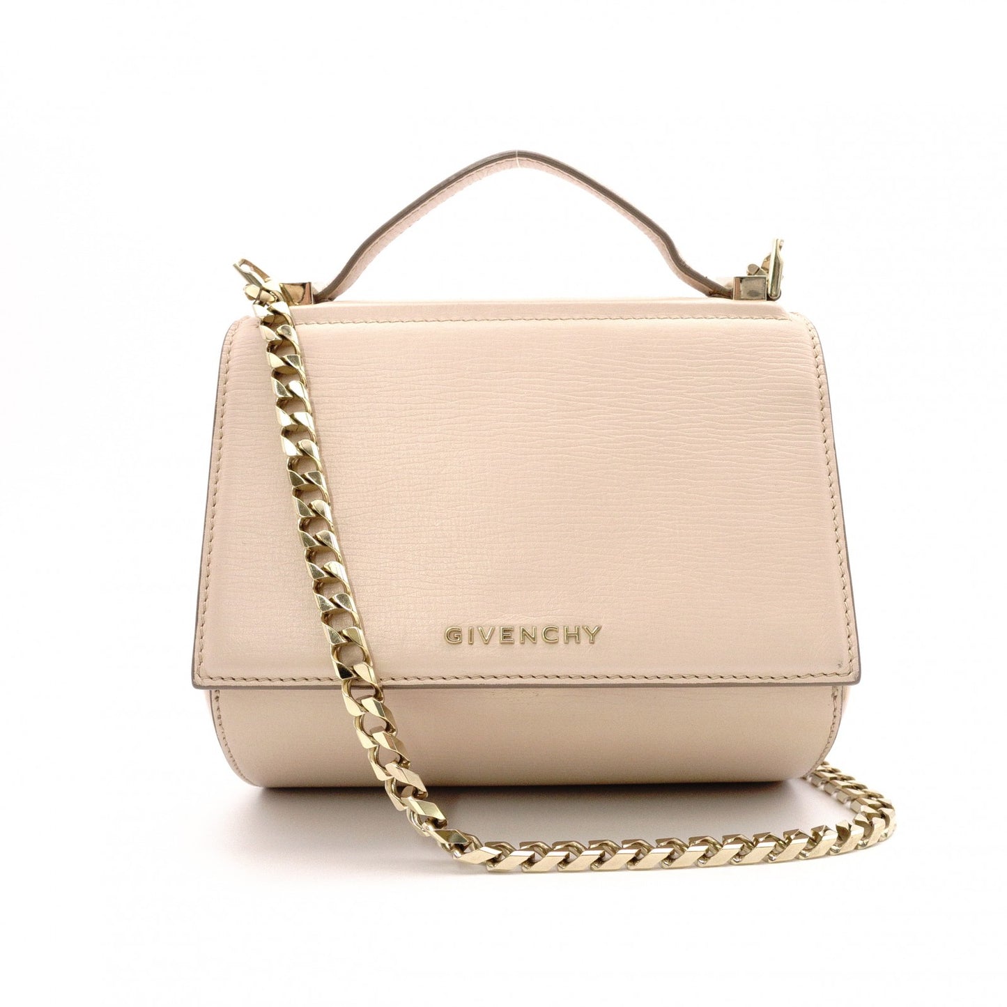 GIVENCHY Mini Pandora Box Shoulder Bag, Leather, Beige, 2-Way Crossbody