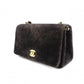 CHANEL Matelassé Shoulder Bag, Suede, Black, Gold Hardware, CC Logo, Vintage