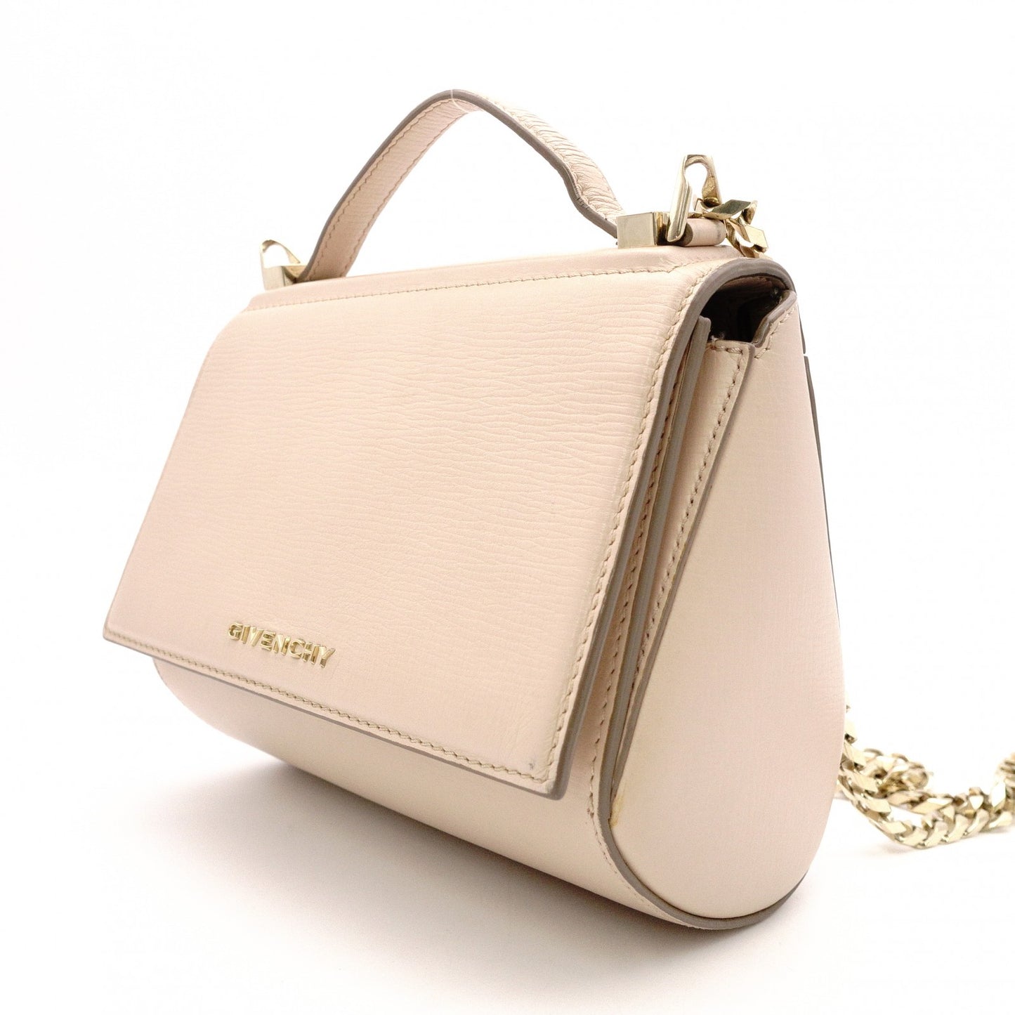 GIVENCHY Mini Pandora Box Shoulder Bag, Leather, Beige, 2-Way Crossbody
