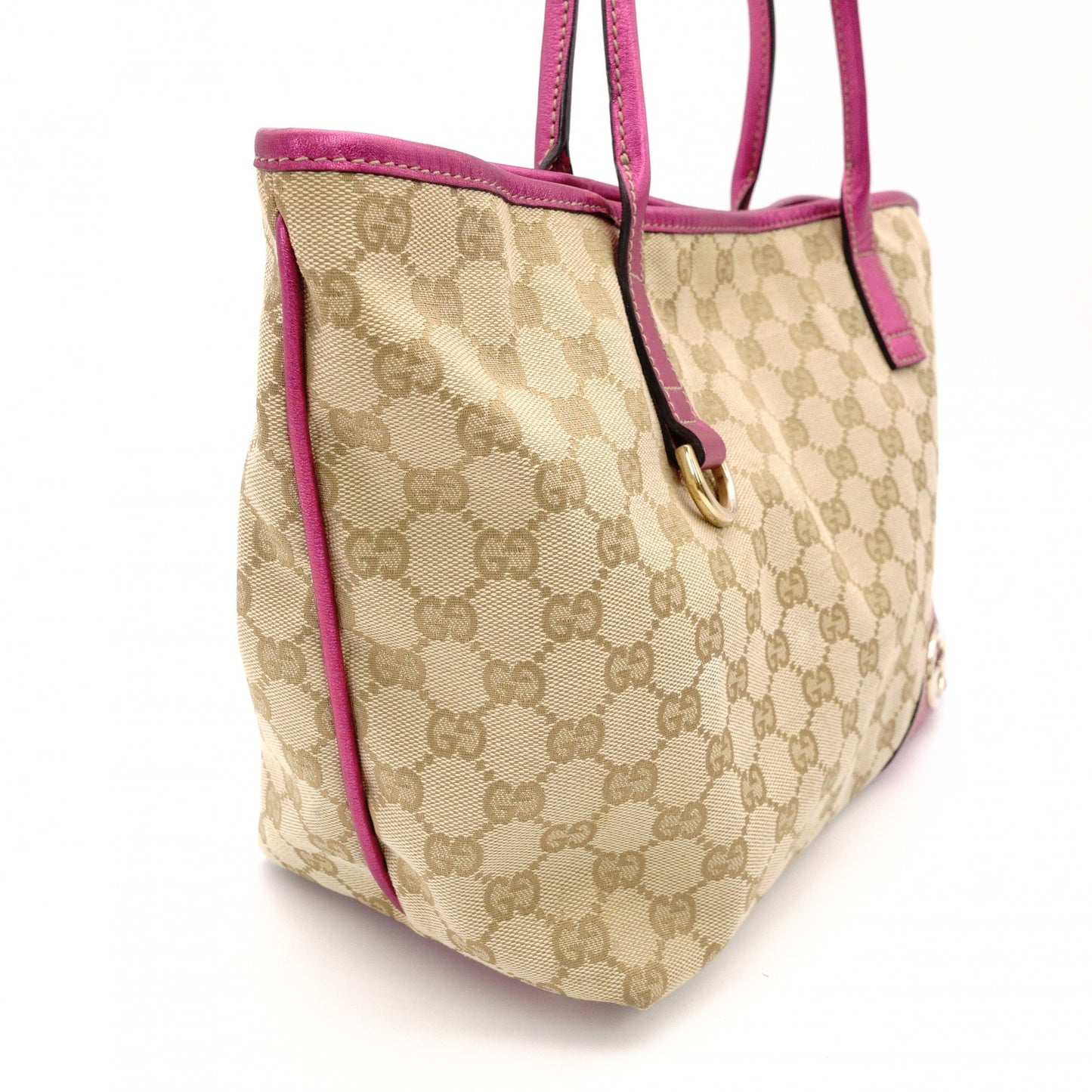 GUCCI New Brit Tote Bag GG Canvas Beige × Pink