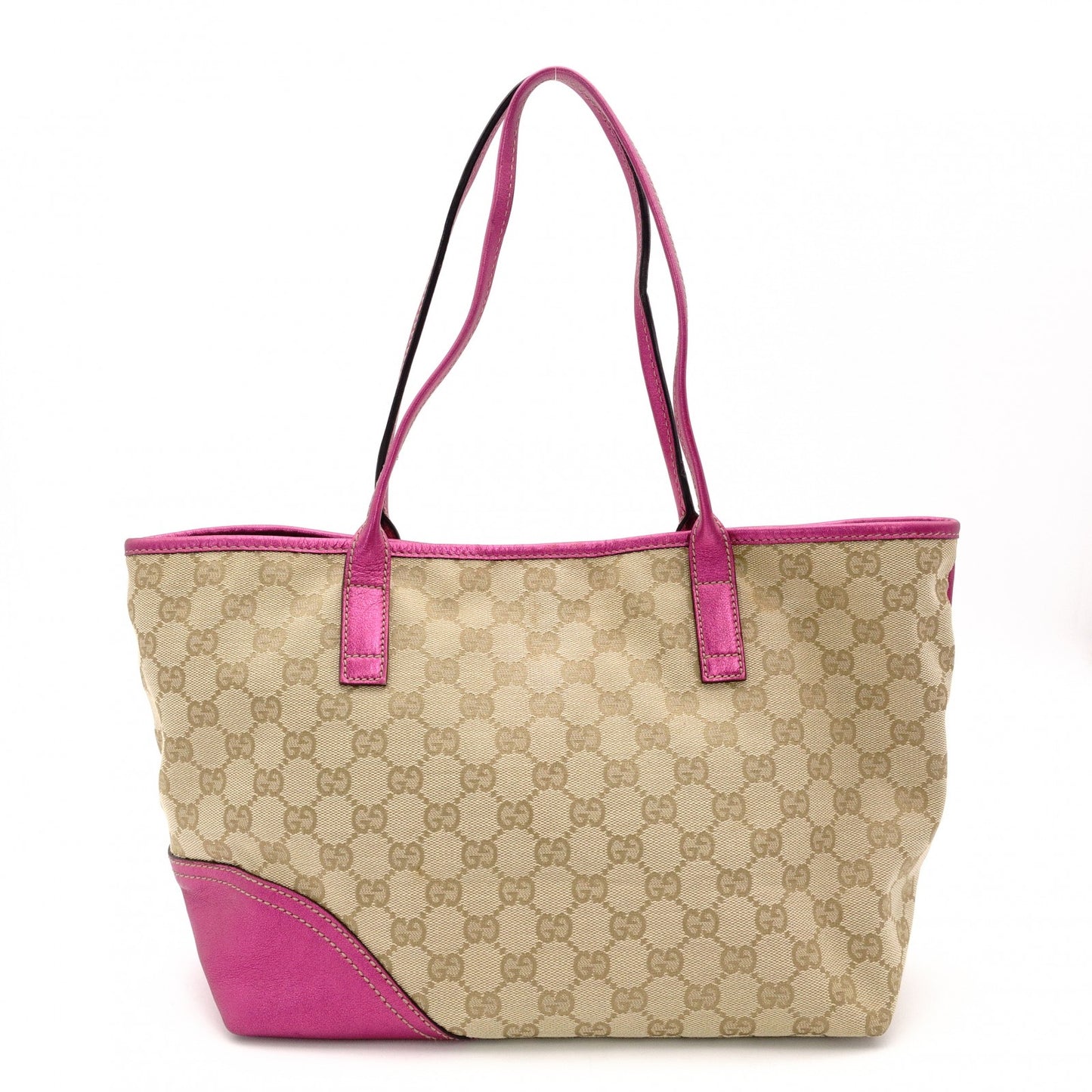 GUCCI New Brit Tote Bag GG Canvas Beige × Pink