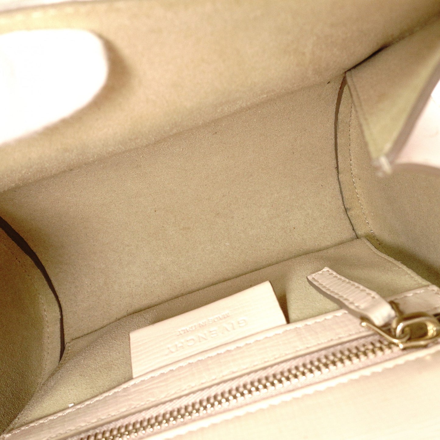 GIVENCHY Mini Pandora Box Shoulder Bag, Leather, Beige, 2-Way Crossbody