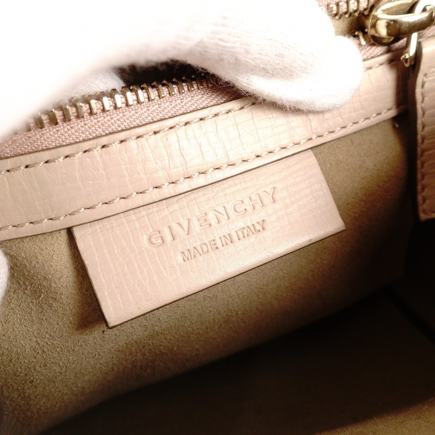 GIVENCHY Mini Pandora Box Shoulder Bag, Leather, Beige, 2-Way Crossbody