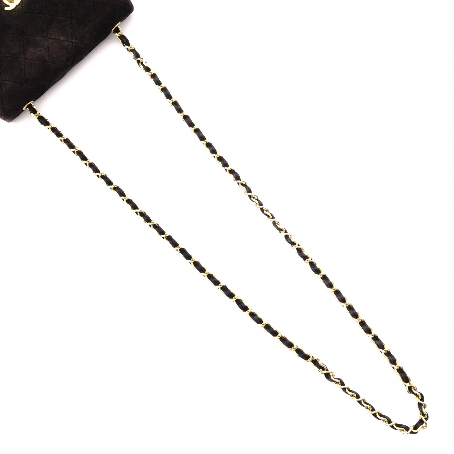 CHANEL Matelassé Shoulder Bag, Suede, Black, Gold Hardware, CC Logo, Vintage