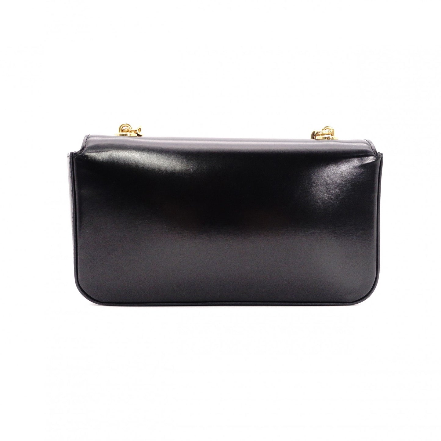 CELINE Shiny Calfskin Triomphe Shoulder Bag, Leather, Black, Rhinestones