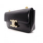 CELINE Shiny Calfskin Triomphe Shoulder Bag, Leather, Black, Rhinestones