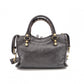 BALENCIAGA Classic Mini City Handbag, Leather, Gray, 2-Way Crossbody, Gold Hardware