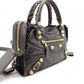 BALENCIAGA Classic Mini City Handbag, Leather, Gray, 2-Way Crossbody, Gold Hardware
