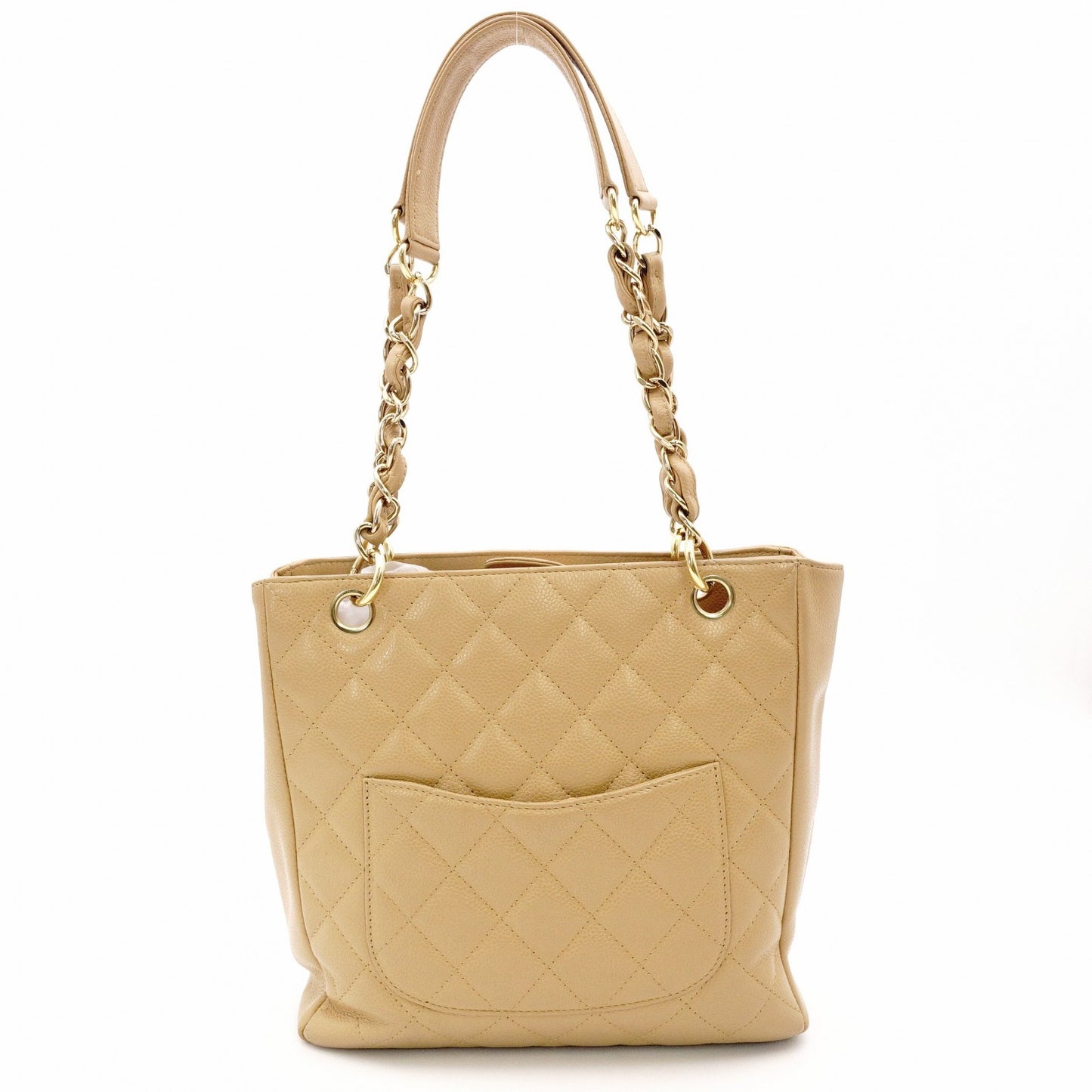 CHANEL Matelassé Shoulder Bag in Leather with Beige Gold Hardware
