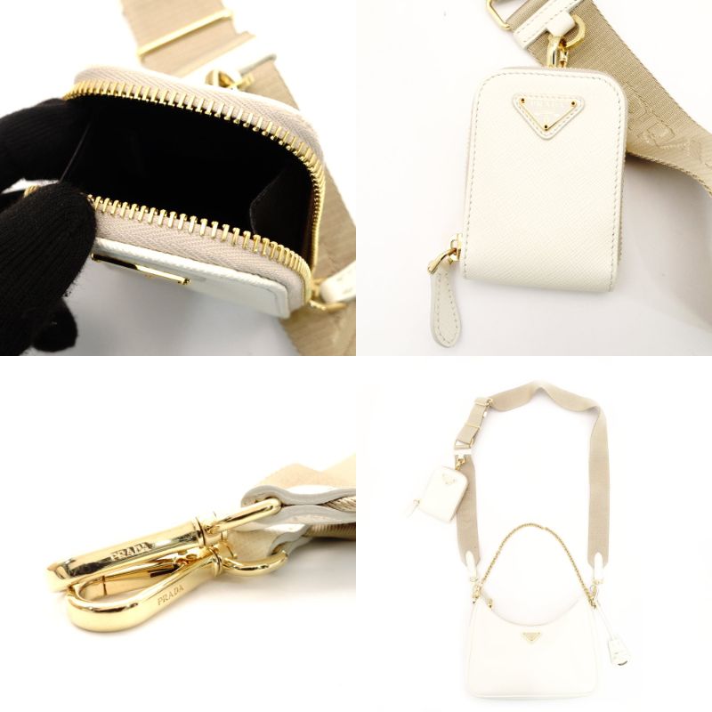 PRADA Shoulder Bag 2-Way Re-Edition 2005 Re-Edition White Leather 1BH204 Shoulder Bag Gold Hardware 7-10-540