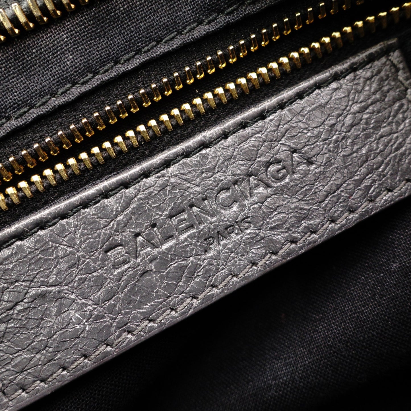 BALENCIAGA Classic Mini City Handbag, Leather, Gray, 2-Way Crossbody, Gold Hardware