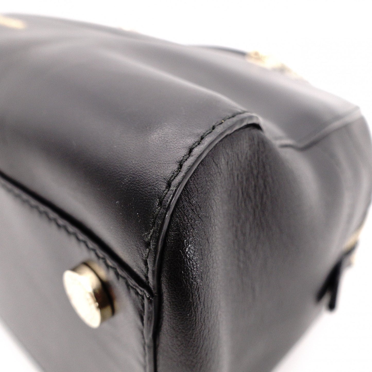 BVLGARI Scallie Serpenti Handbag, Leather, 2-Way, Black, Shoulder Bag