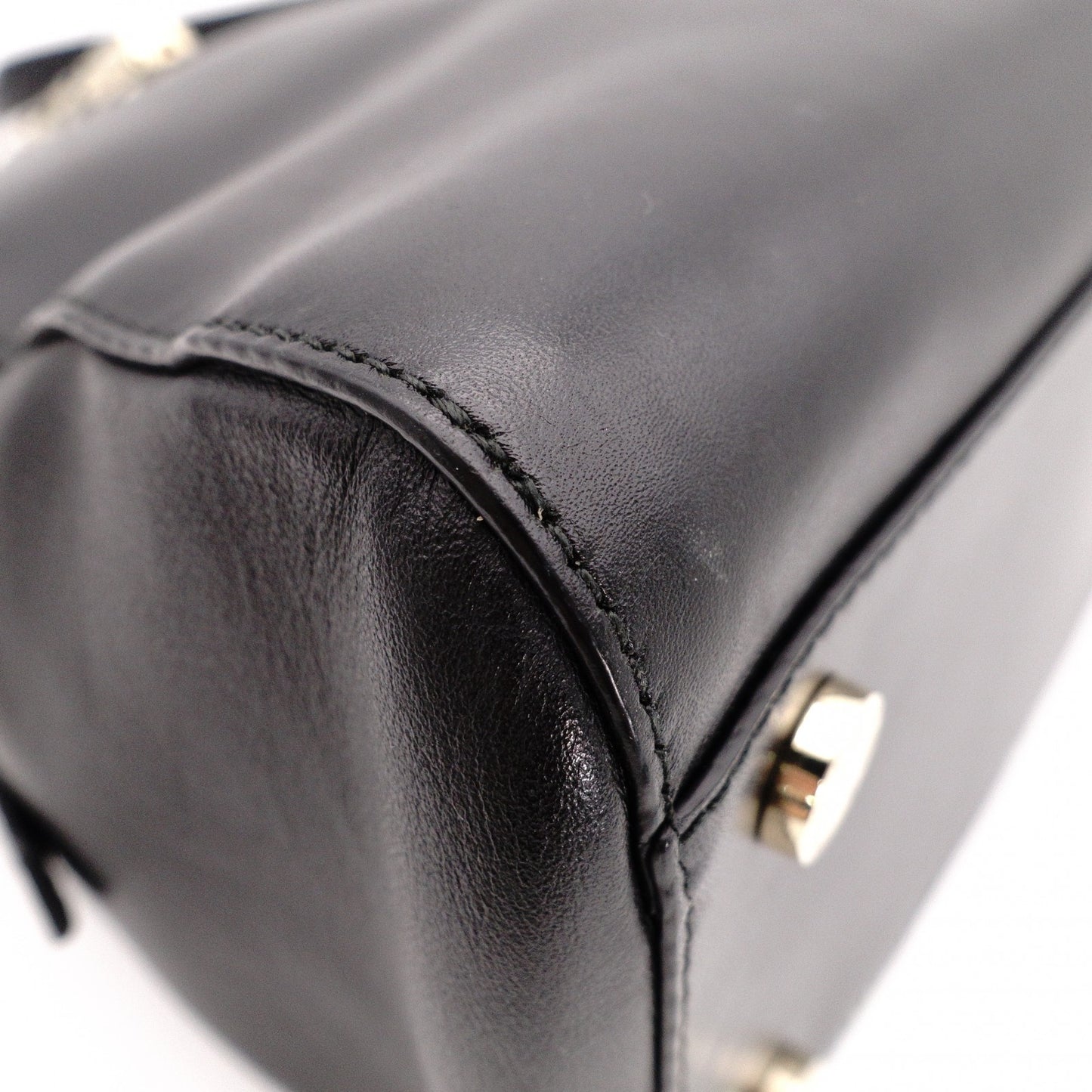 BVLGARI Scallie Serpenti Handbag, Leather, 2-Way, Black, Shoulder Bag