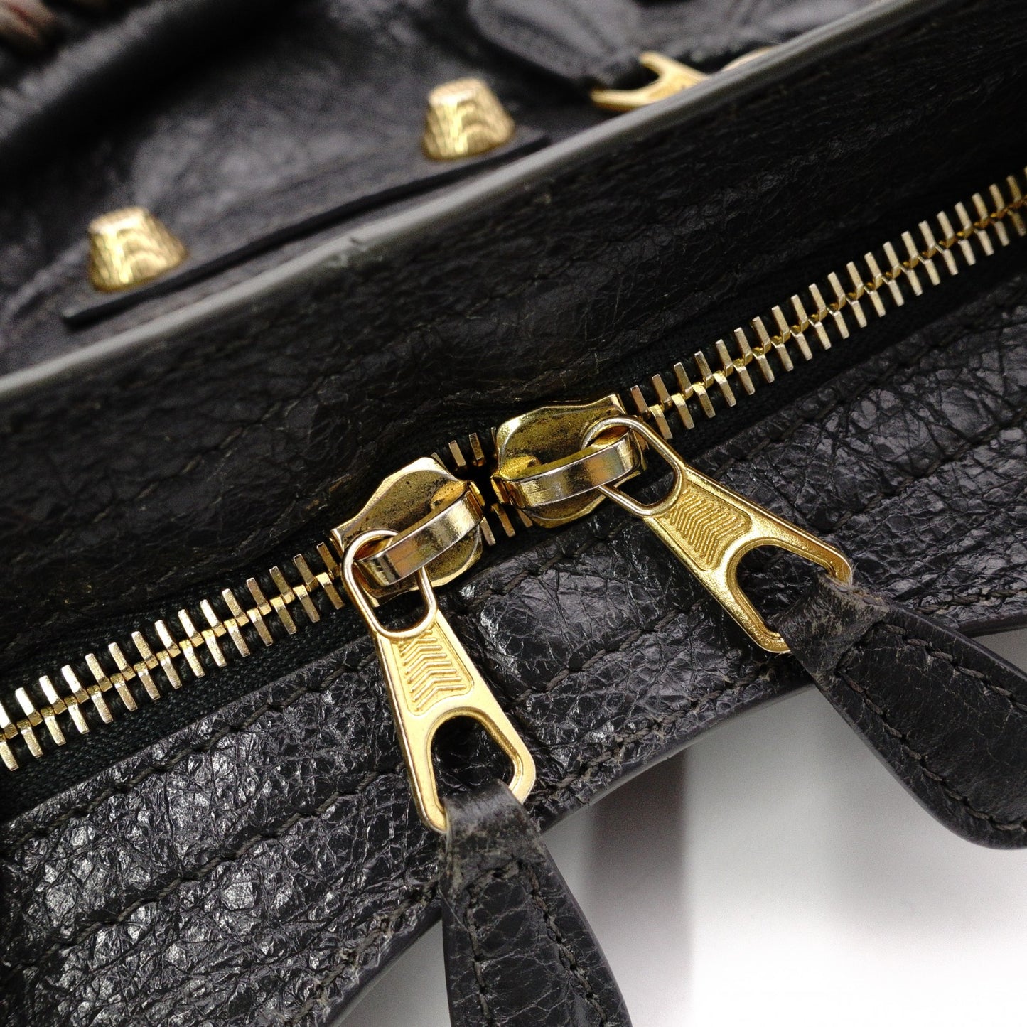 BALENCIAGA Classic Mini City Handbag, Leather, Gray, 2-Way Crossbody, Gold Hardware