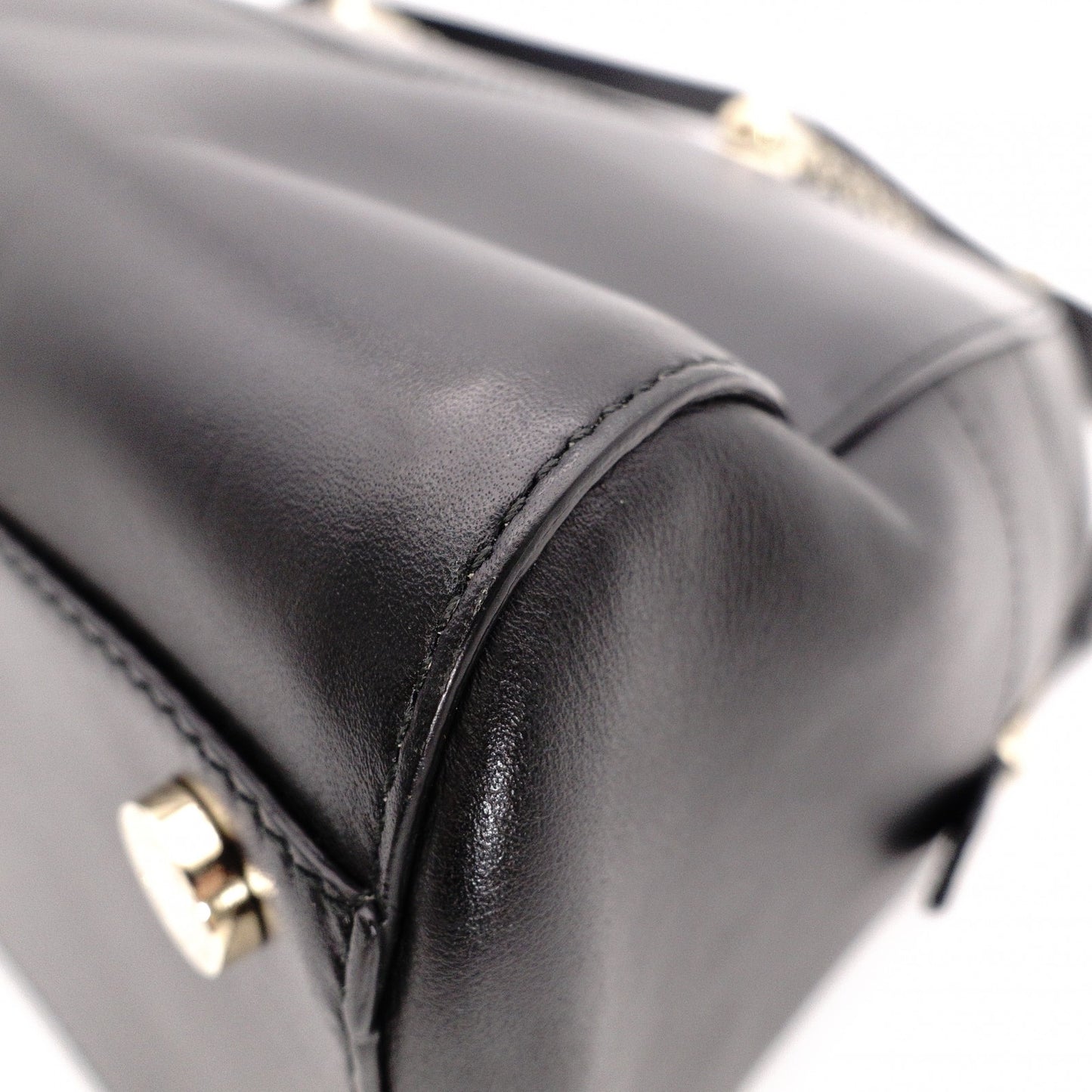 BVLGARI Scallie Serpenti Handbag, Leather, 2-Way, Black, Shoulder Bag