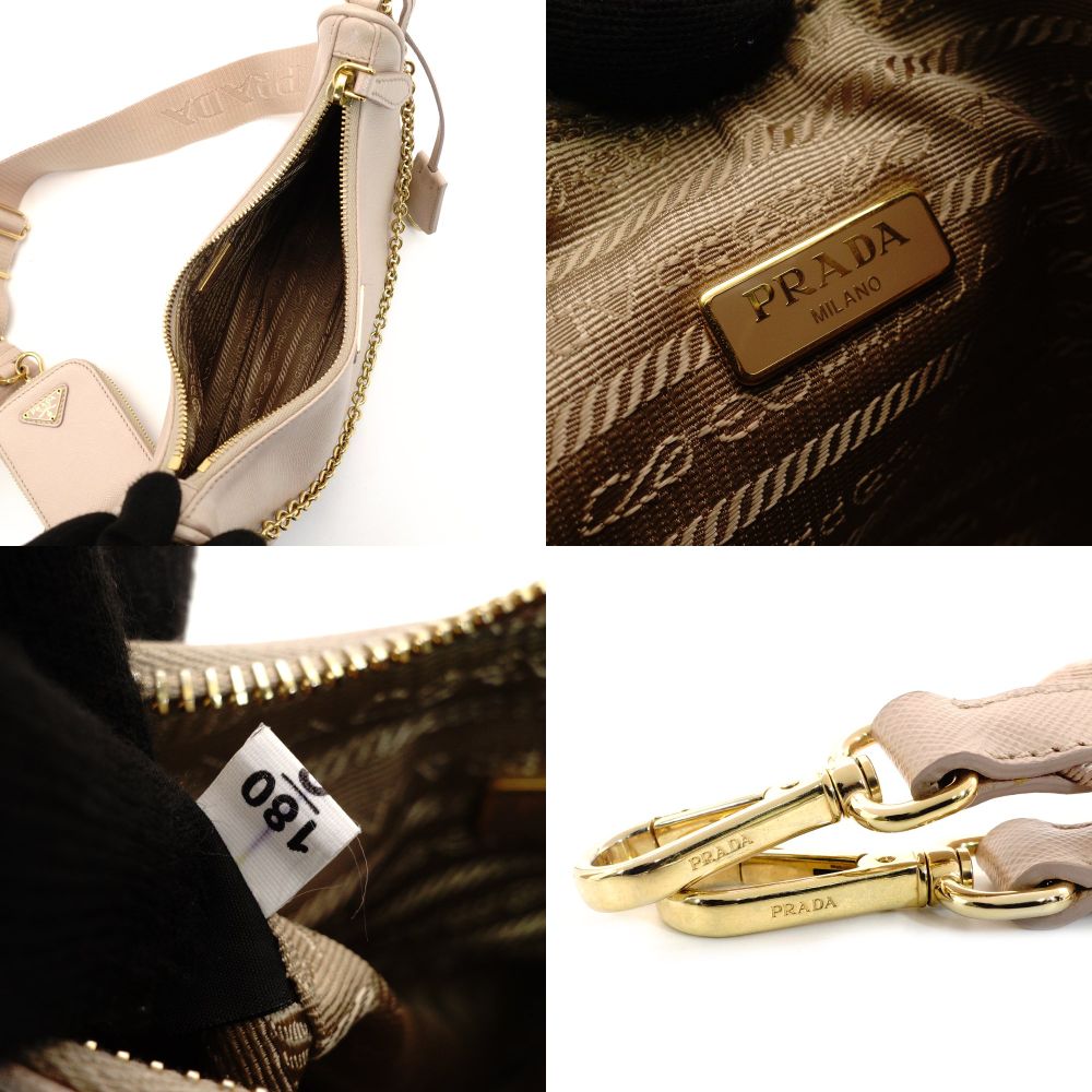 PRADA Shoulder Bag 2-Way Re-Edition 2005 Pink Beige Leather 1BH204 Shoulder Bag Gold Hardware 7-10-539