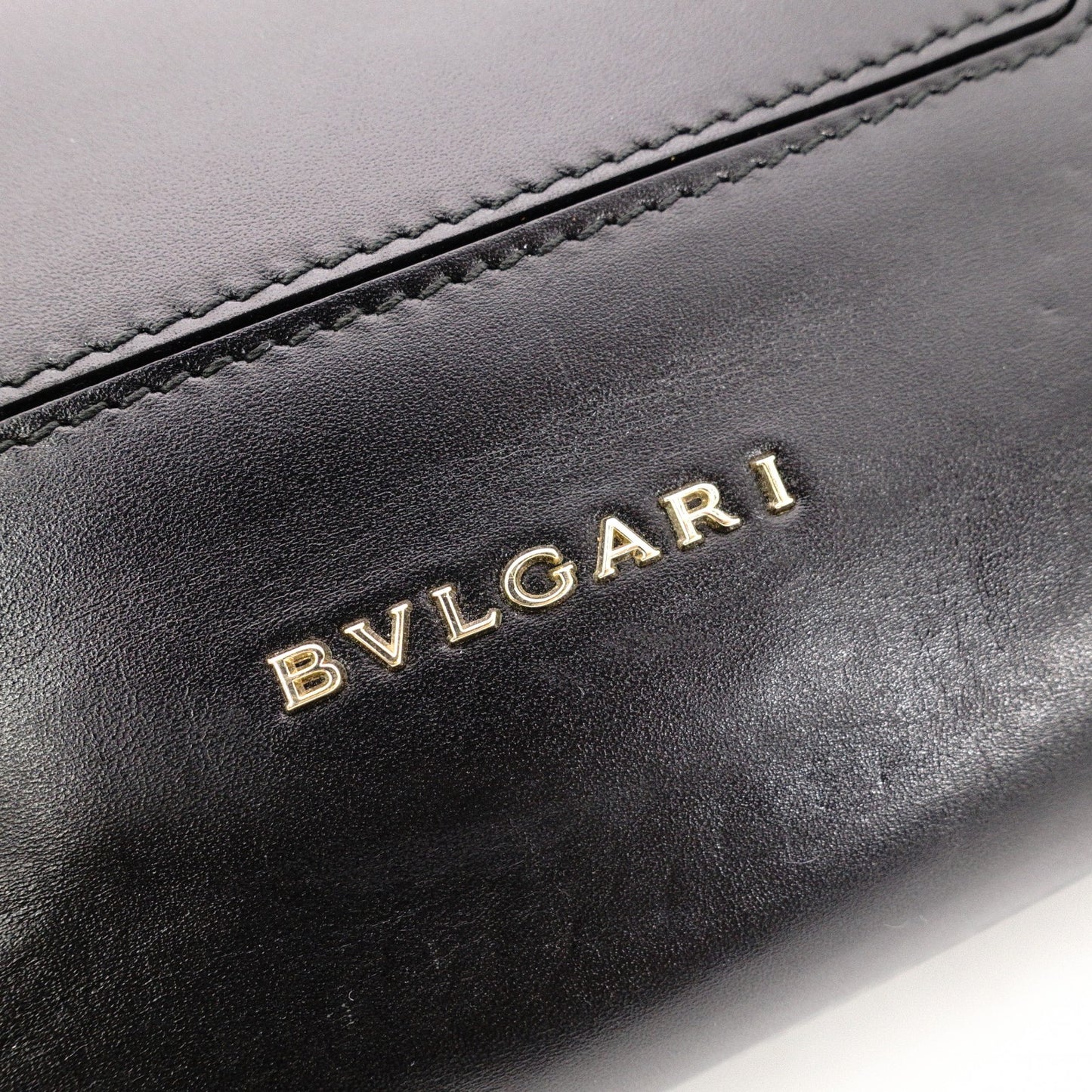 BVLGARI Scallie Serpenti Handbag, Leather, 2-Way, Black, Shoulder Bag
