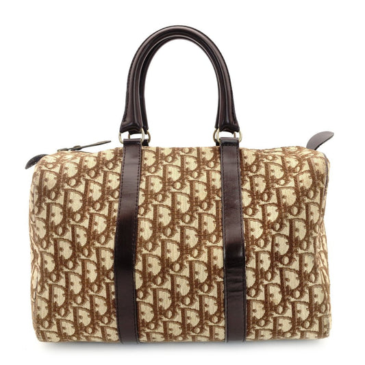 Christian Dior Trotter Boston Beige × Brown Handbag Vintage 7-10-602