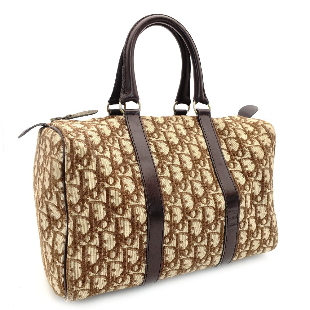 Christian Dior Trotter Boston Beige × Brown Handbag Vintage 7-10-602