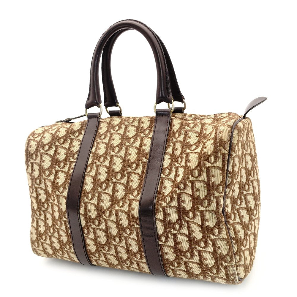 Christian Dior Trotter Boston Beige × Brown Handbag Vintage 7-10-602