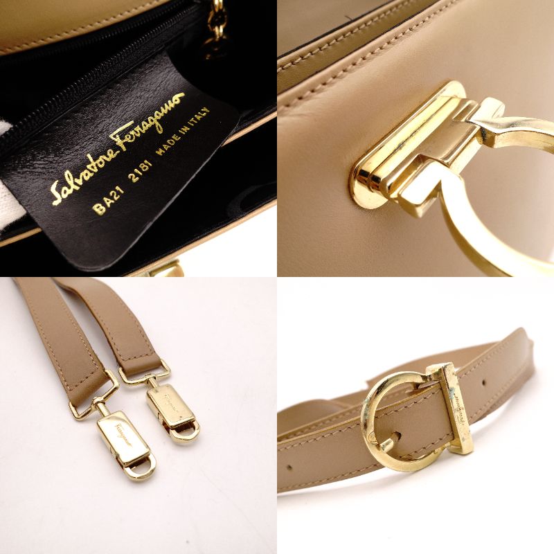 Salvatore Ferragamo Gancini Handbag Beige