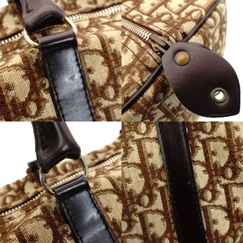 Christian Dior Trotter Boston Beige × Brown Handbag Vintage 7-10-602