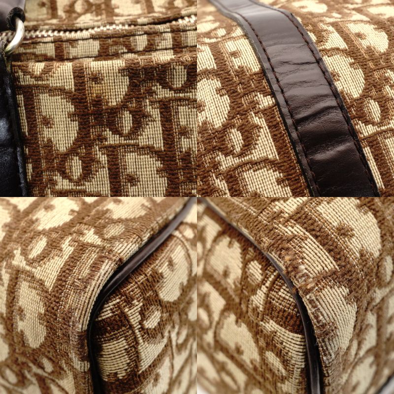 Christian Dior Trotter Boston Beige × Brown Handbag Vintage 7-10-602
