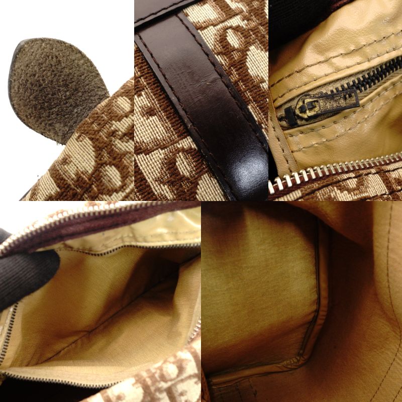 Christian Dior Trotter Boston Beige × Brown Handbag Vintage 7-10-602