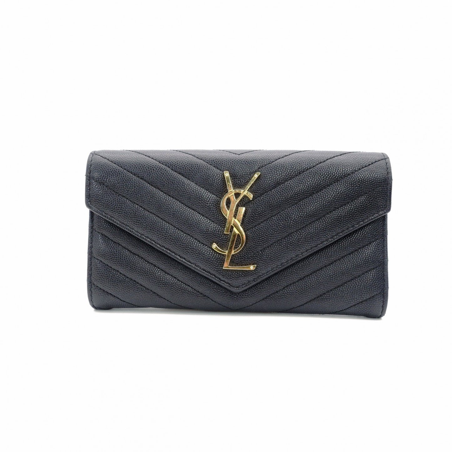 SAINT LAURENT Cassandra Long Wallet Leather Black
