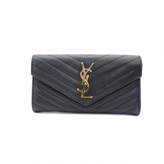 SAINT LAURENT Cassandra Long Wallet Leather Black
