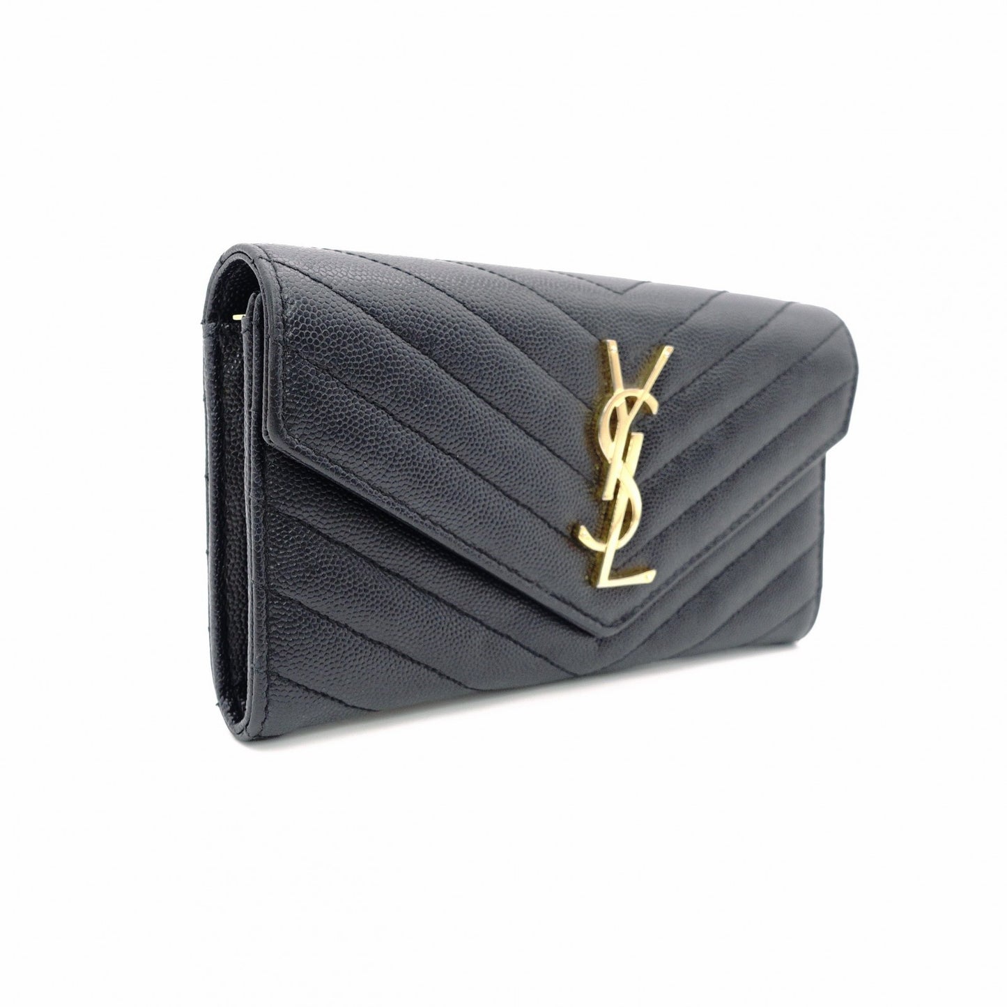 SAINT LAURENT Cassandra Long Wallet Leather Black